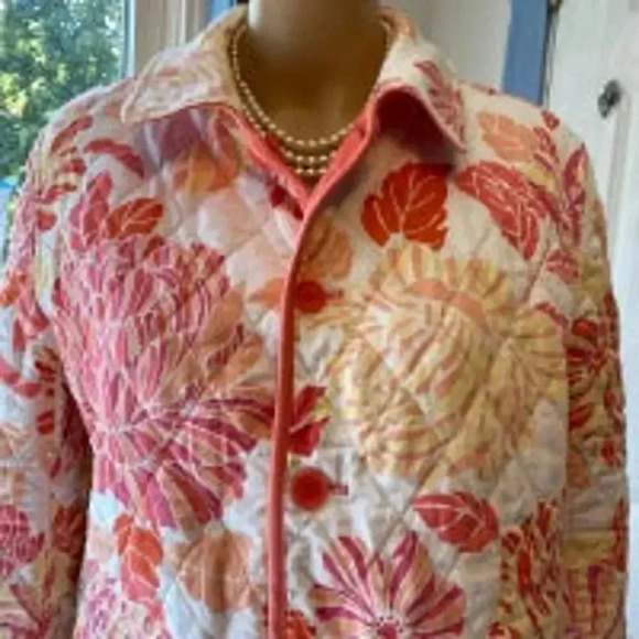 Vintage Talbots Floral Quilted Reversible Cozy Jacket Women Size L - Picture 6 of 8